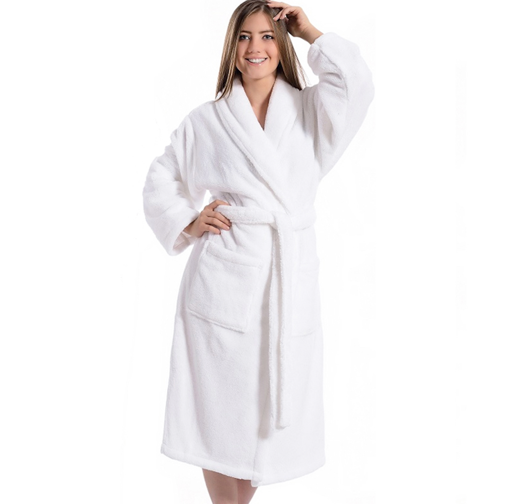 White Flannel Fleece Spa Gown iSpa