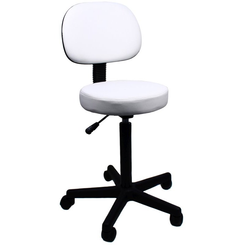 Round therapist stool with back rest