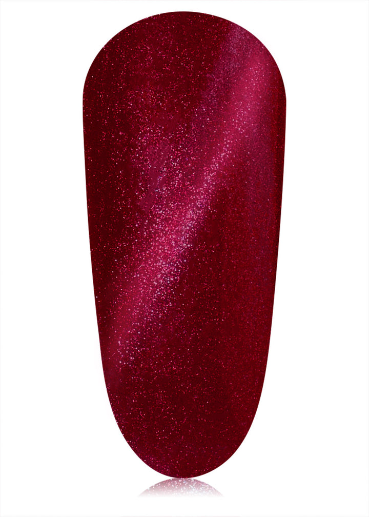 Ruby red cat eye gel polish swatch