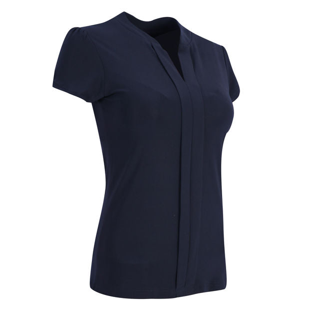 新品◯NEAU◯volume sleeve blouse (dark navy) V Neck Blouse w/ Open Sleeve Seam | The Latest Scoop