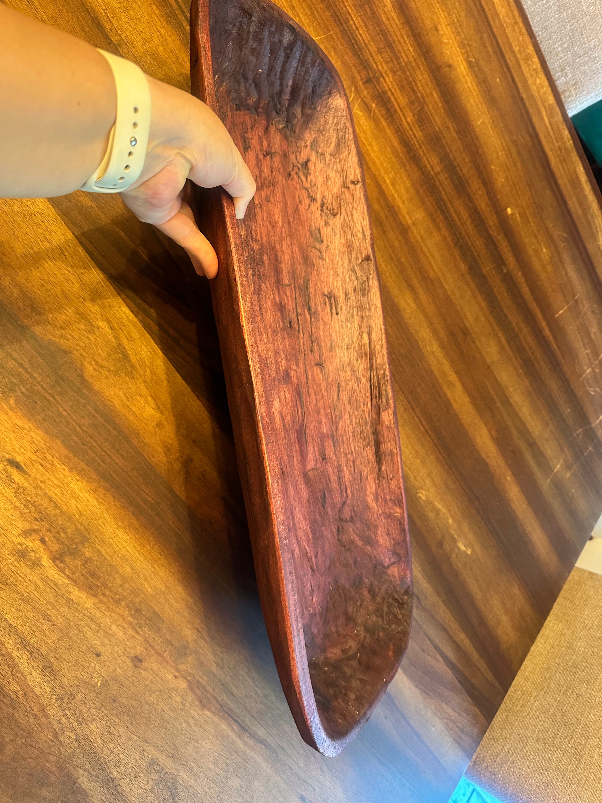 Large dark solid wooden bowl DEMO