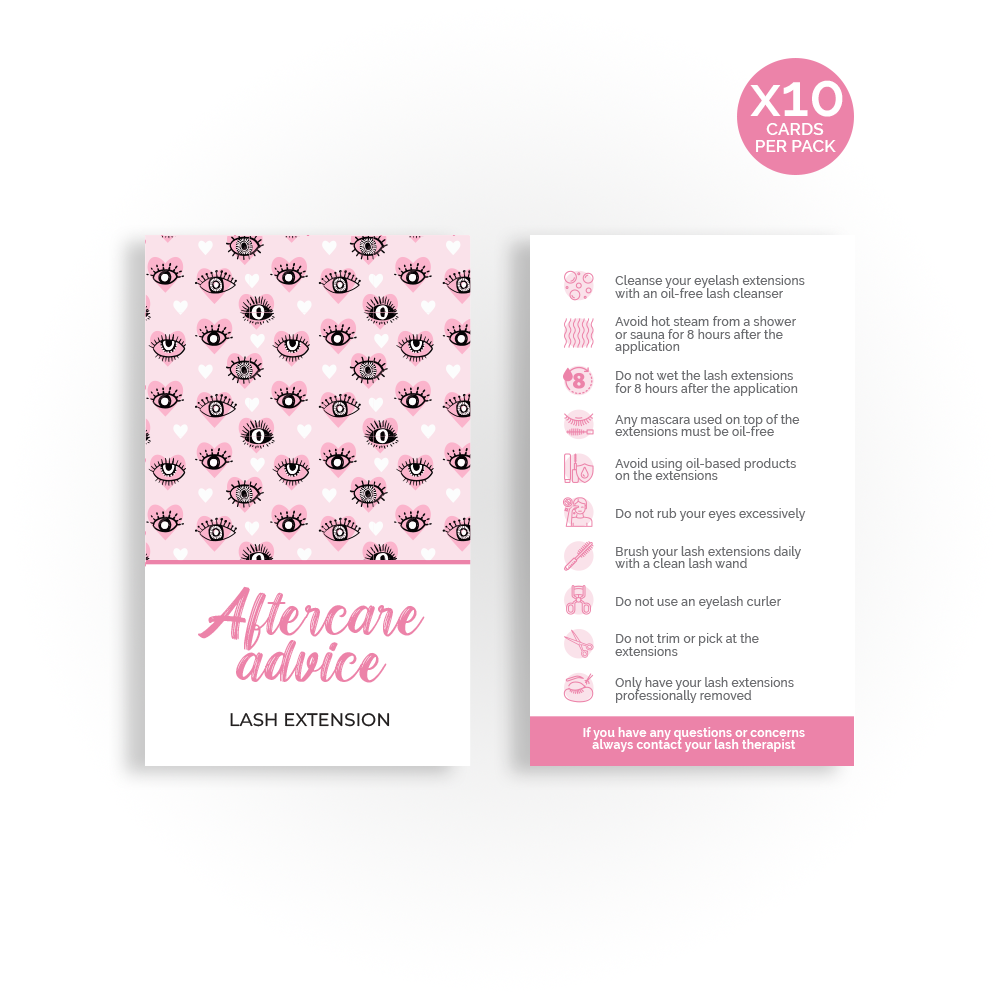 Aftercare Advice Cards | Lash Extensions