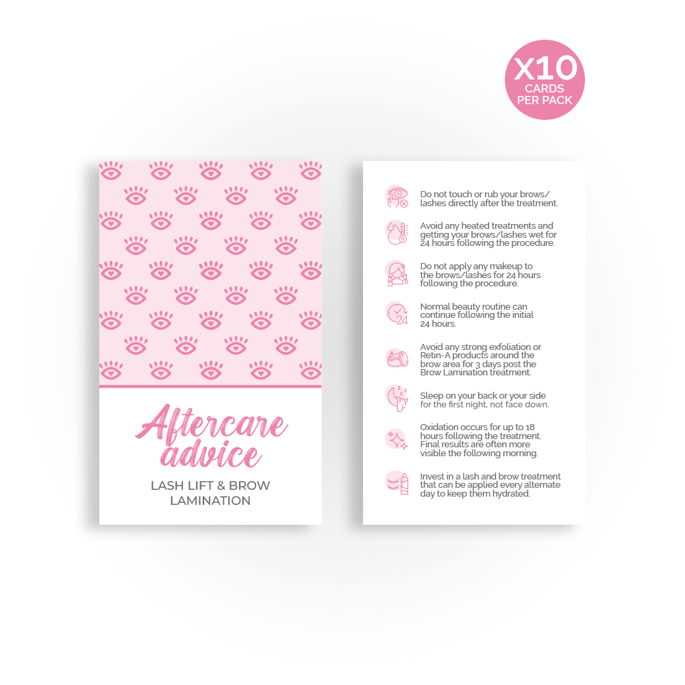 Aftercare Advice Cards | Lash Lift & Brow Lamination