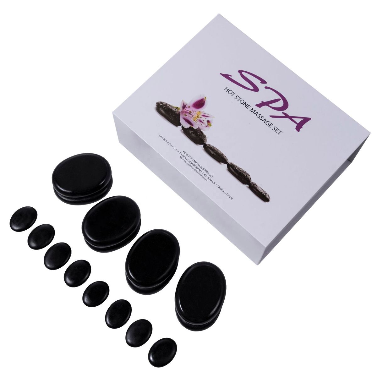 Professional hot stone set | 16PC in white storage box