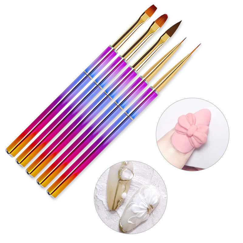 Rainbow Metallic 5pc Art Brush set