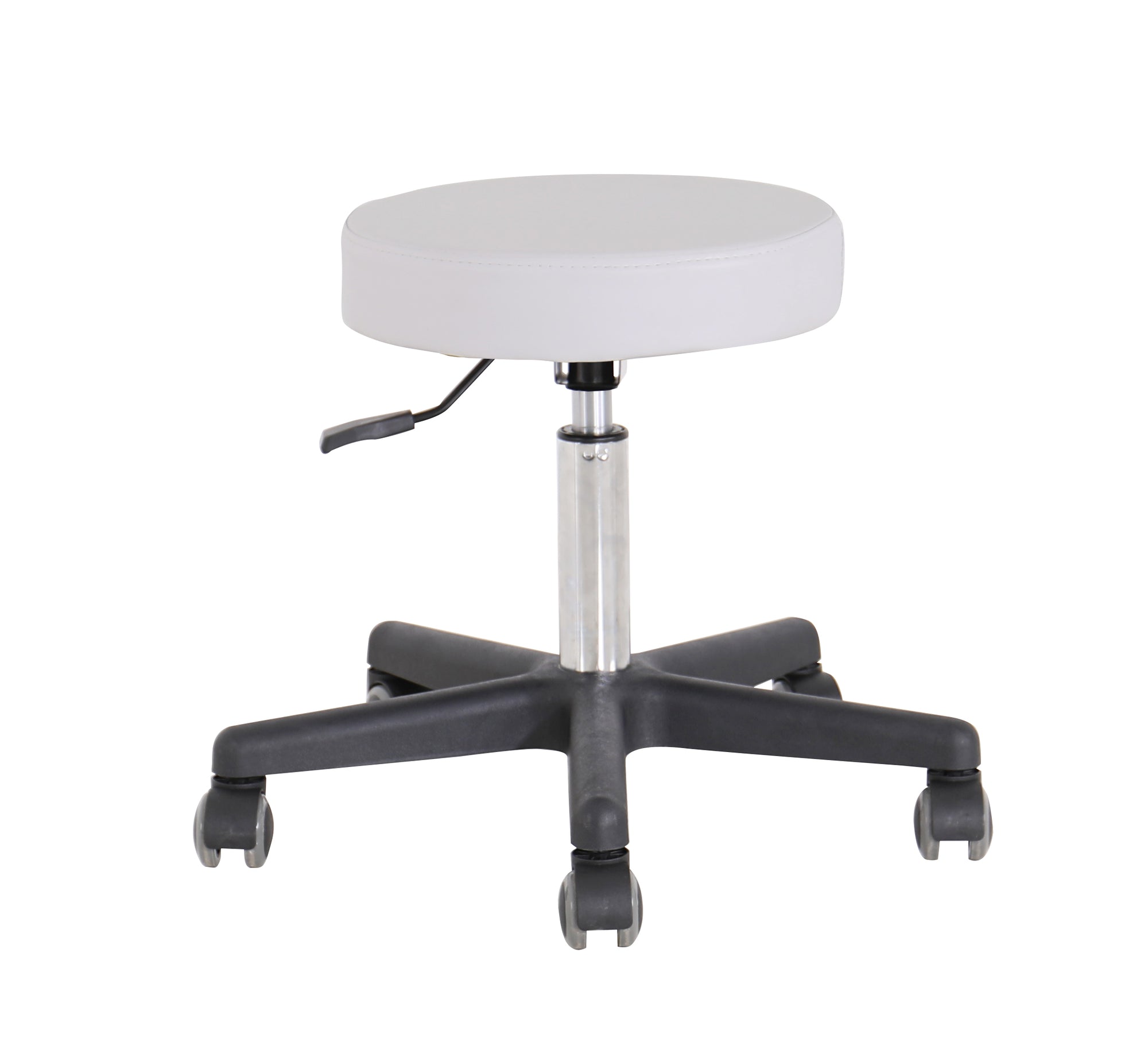 Round therapist gaslift stool - Colours: Black/ White