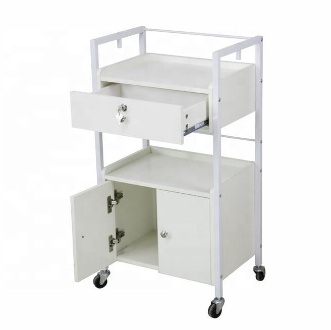 Glam White Wooden Lock-Up trolley