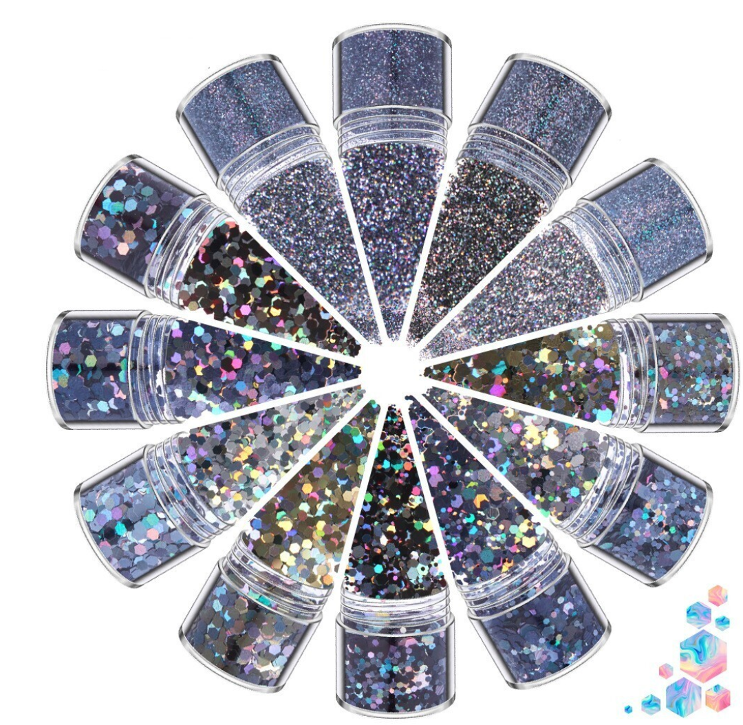 12pc Holographic Glitter set