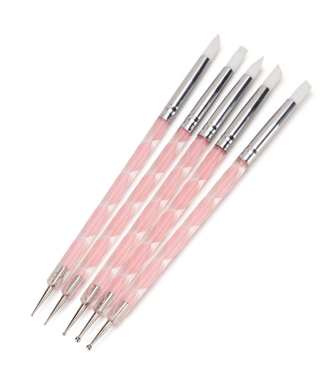 Pink Dual Silicone pusher and dotting tool set 5pc