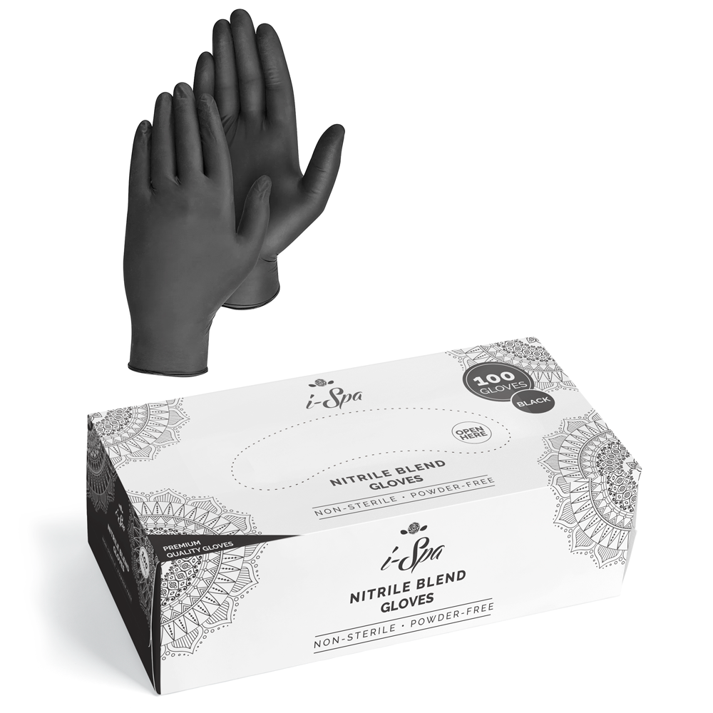 i-Spa Black Nitrile Blend Gloves
