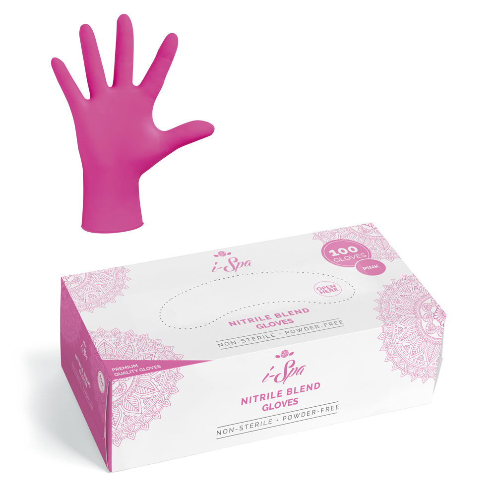 i-Spa Pink Nitrile Blend Gloves