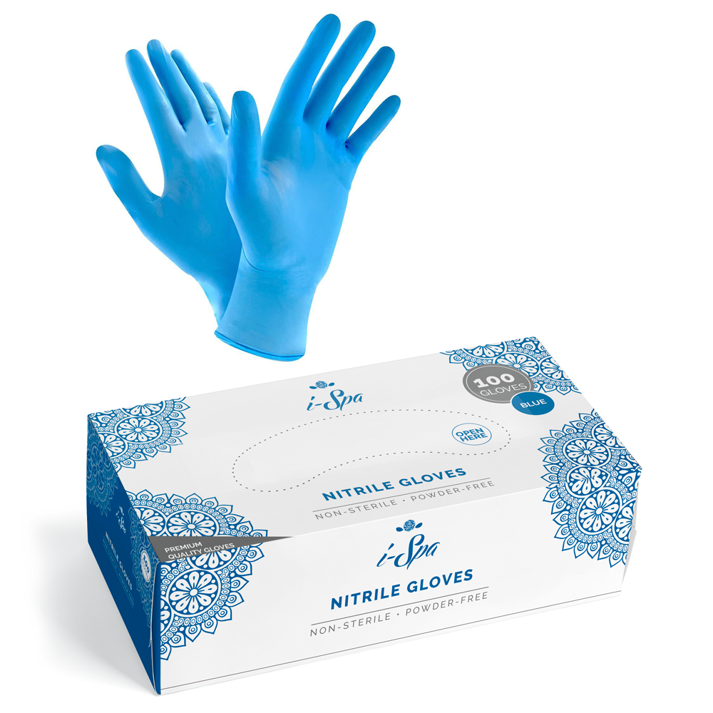 i-Spa Blue Pure nitrile gloves