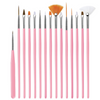 Nail art brush set - 15pc (Pink or White)